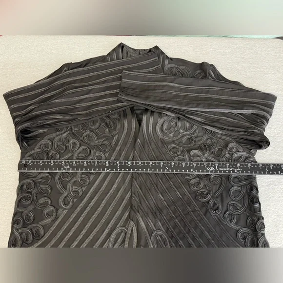 Chicos Traveler Collection Black Patterned Semi Sheer Open Front Cardigan 12/14 - Picture 7 of 7